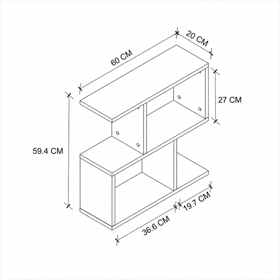 Masuta laterala cu rafturi pentru carti, 60 x 20 x 59,4 cm