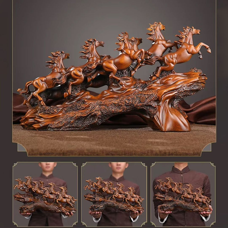 Statueta decorativa cai in alergare – rasina – design artistic premium 11 x 36 x 21 cm