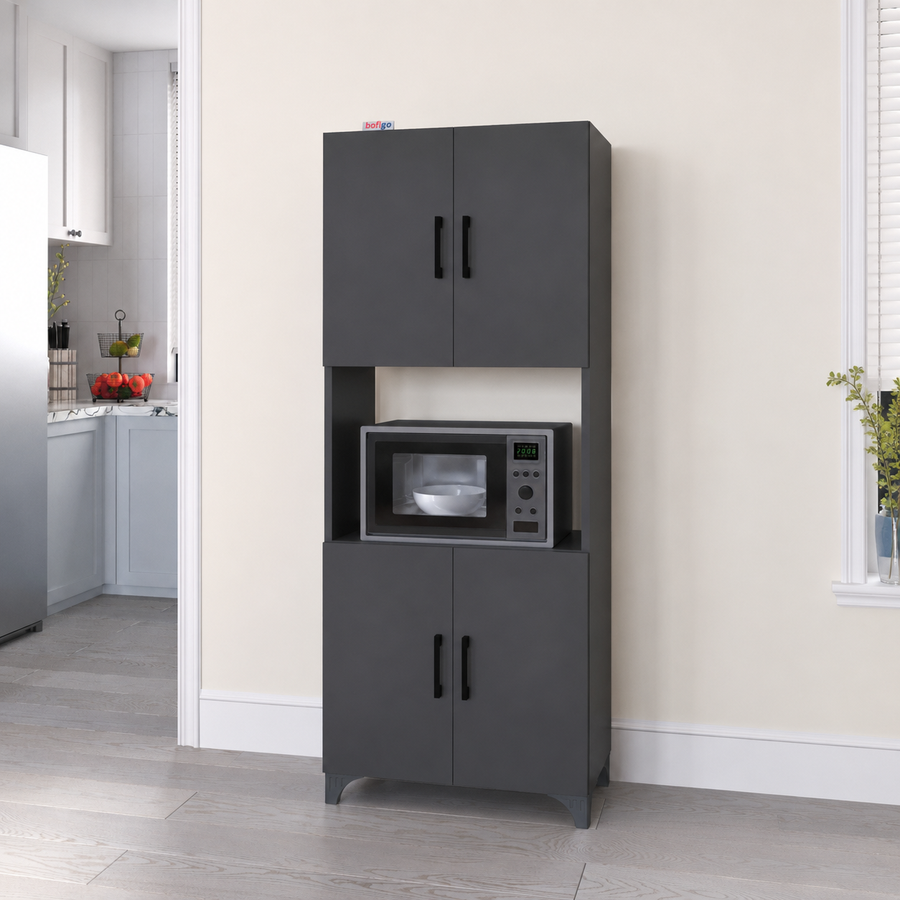 Dulap multifunctional pentru bucatarie, suport pentru cuptor cu microunde, 60 x 33,8 x 153,6 cm