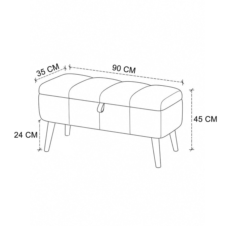 Banchetă tapițată Boucle alb-crem cu spațiu de depozitare – 90 × 35 × 45 cm - detaliu produs