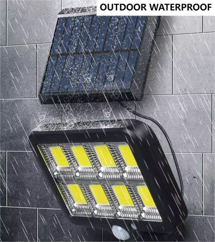 Lampa solara LED cu telecomanda, ajustabila, 8 COB LED, senzor miscare si lumina, baterie 2400 mAh, cablu 5 m, rezistenta la apa, negru