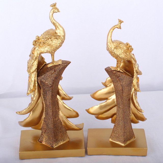 Statueta Decorativa Paun Elegant 40 cm din Rasina