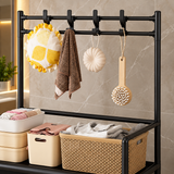 Raft Mobil pentru Baie cu Roti 186x36x57cm Compartimente Sortare Sac Textil Rufe - detaliu produs