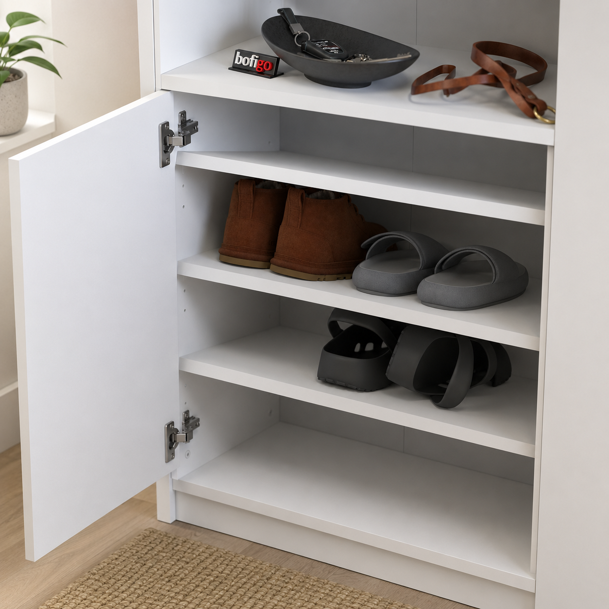 RESIGILAT - Pantofar modern 72x32x170 cm, cu 4 usi si 9 rafturi, pentru hol, intrare sau depozitare incaltaminte