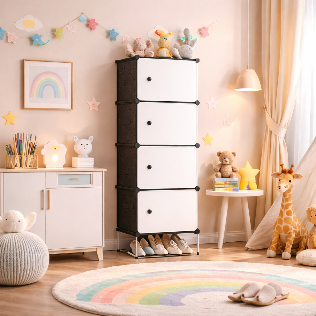 Organizator depozitare 4 compartimente 42x36x136 cm Alb