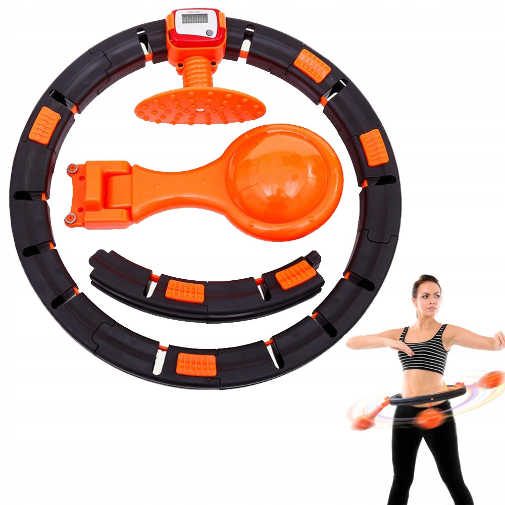 Cerc de Antrenament Fitness pentru Tonifiere Corporala, circumferinta reglabila si functie de masurare a rotatiilor
