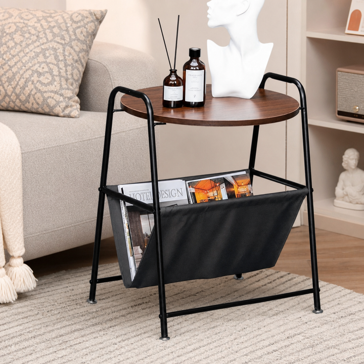 Masuta de Cafea Trapezoidala cu Doua Niveluri Fier Forjat Design Modern pentru Living Room - in context de utilizare
