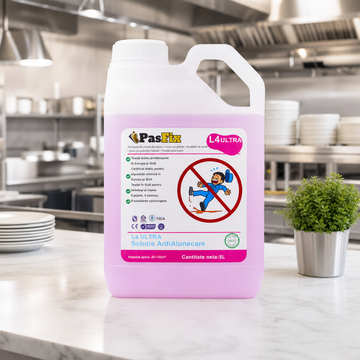 PasFix L4 ULTRA 5L Solutie Antialunecare Profesionala Podele Lucioase Bucatarii Hotel - detaliu produs