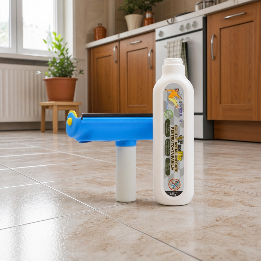 Solutie Antialunecare PasFix 600ml Protectie Gresie Piatra Marmura cu Rola Aplicatoare - in context de utilizare