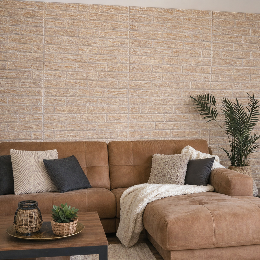 Tapet 3D Autocolant Bronz 70cm x 77cm x 6mm Decorativ Perete - in context de utilizare