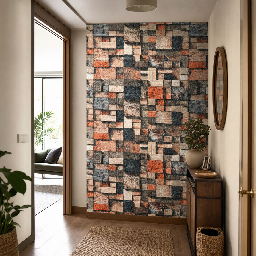 Tapet Autoadeziv 3D Mozaic Multicolor 70x77 cm Design Modern Usor de Montat - in context de utilizare
