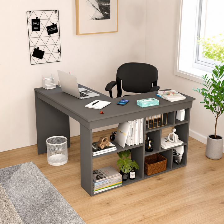 Birou modern cu rafturi laterale, PAL 18 mm, 120 x 40 x 73,5 cm - in context de utilizare