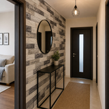 Tapet decorativ 3D cu model cărămidă, bej-maro-gri – 70 × 70 cm - in context de utilizare