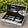 Set 5 Ustensile Gratar Otel Inoxidabil cu Cutie Depozitare Aluminiu