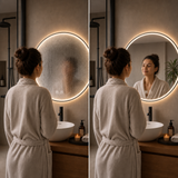 Oglinda Baie 80 cm LED 3 Culori Anti-aburire Touch Control Iluminare Calda Neutra Rece - detaliu produs