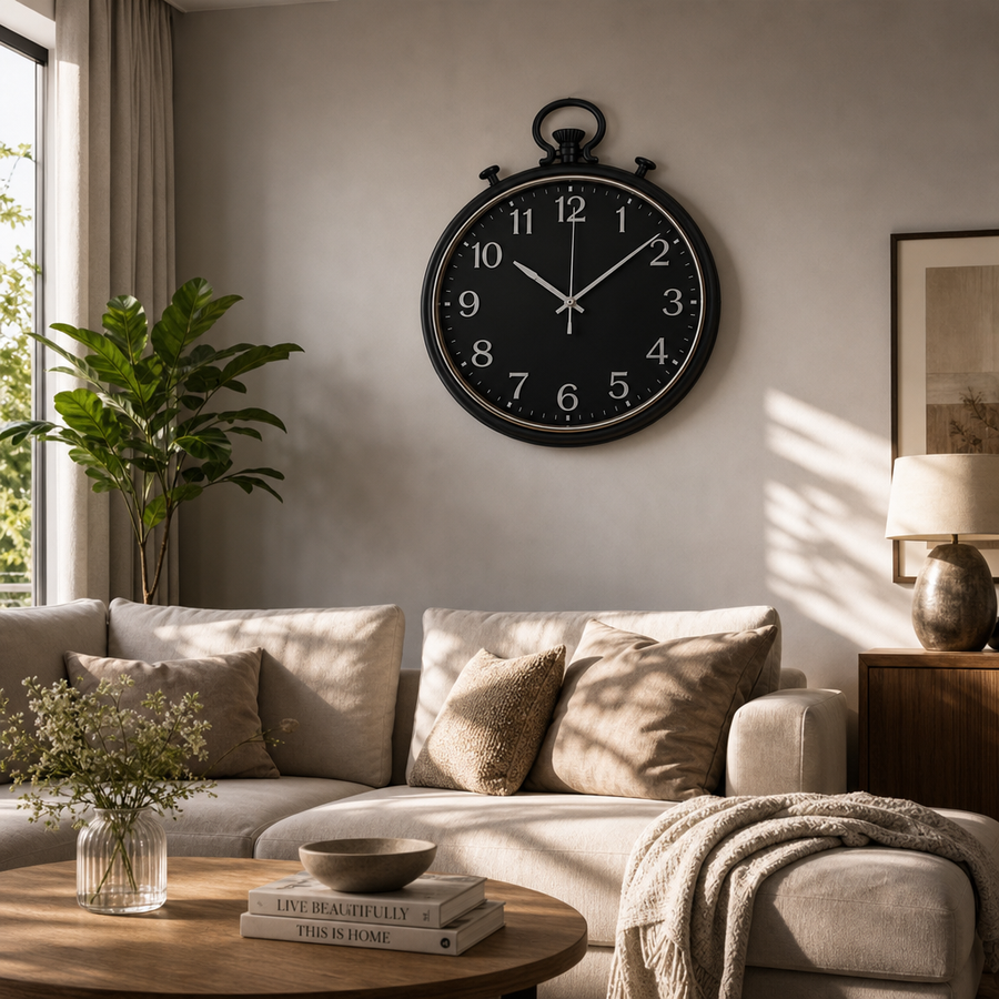 Ceas de perete elegant cu mecanism Quartz – design clasic, silențios și ușor de citit - in context de utilizare