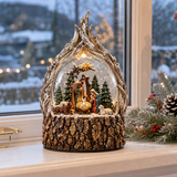 Decorațiune de Crăciun Premium cu Nașterea Domnului, Iluminare și Efect de Ninsoare în Mișcare – 18,5 × 11 × 25 cm - in context de utilizare