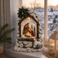 Decorațiune de Crăciun Premium cu Nașterea Domnului, Iluminare Caldă și Efect de Ninsoare în Mișcare – 18,5 × 10,5 × 25 cm