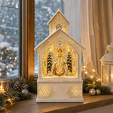 Decorațiune de Crăciun Premium tip Bisericuță cu Nașterea Domnului, Efect de Ninsoare și Muzică – 40,6 × 39,7 × 43,8 cm - in context de utilizare