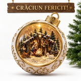 Decorațiune de Crăciun Premium tip Glob cu Nașterea Domnului, Muzică, Rotire 360°, Iluminare și Efect Strălucitor – 15,5 × 14,5 × 16,7 cm - detaliu produs