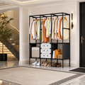 Dulap Textil Modular 122x41x188cm cu Usi Rabatabile Organizator Haine Cadru Metalic