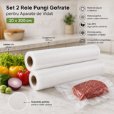 Set 2 Role Pungi Gofrate pentru Aparate de Vidat 20 x 300 cm - specificatii tehnice