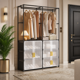 Dulap pentru Pantofi cu Usa Dubla 6 Sertare si Suport Haine 175x30.5x114 cm - in context de utilizare