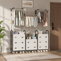 Dulap Dressing Multifuncțional cu 8 Sertare, 3 Bare pentru Umerașe și Rafturi de Depozitare, 125 × 28 × 160 cm