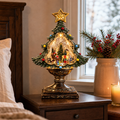 Decorațiune de Crăciun Premium tip Brad cu Moș Crăciun, Iluminare Caldă și Efect de Ninsoare – 24 × 10 × 43 cm