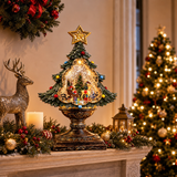 Decorațiune de Crăciun Premium tip Brad cu Moș Crăciun, Iluminare Caldă și Efect de Ninsoare – 24 × 10 × 43 cm - in context de utilizare