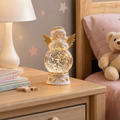 Decorațiune de Crăciun Premium cu Îngeraș, Glob Strălucitor și Iluminare Caldă – 4,9 × 4,9 × 11,5 cm