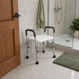 Scaun de Dus Multifunctional Polietilena Sezut Antiderapant Manere Detasabile Inaltime Ajustabila 37.5-49.5cm - in context de utilizare