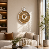 Ceas de Perete Premium Stil Ceas de Buzunar, Design Vintage cu Mecanism Aparent, 60 × 45 × 7 cm - in context de utilizare