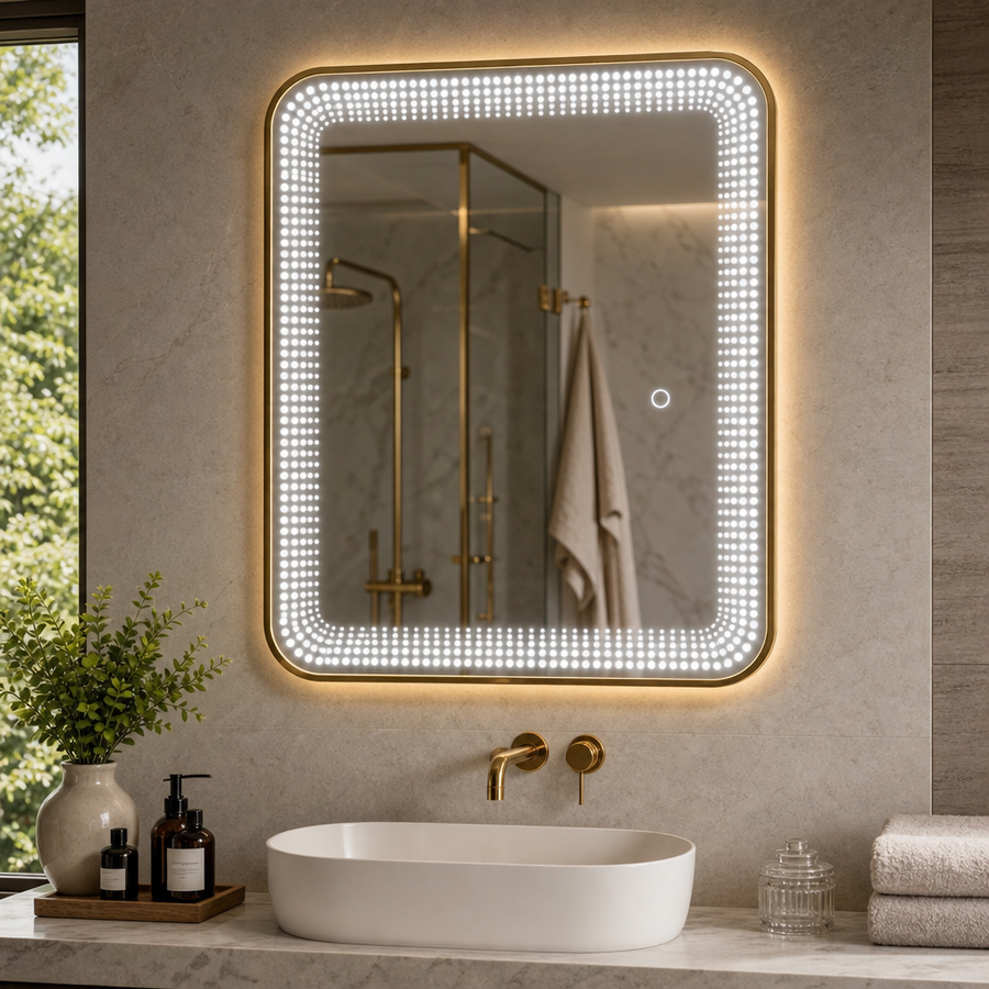 Oglindă LED Premium 60 × 80 cm, Iluminare 3000K / 4000K / 6500K, Control Touch, - in context de utilizare