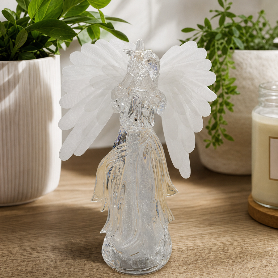 Figurina Înger Decorativ Transparent cu Porumbel – 15 × 8 × 6,5 cm - in context de utilizare
