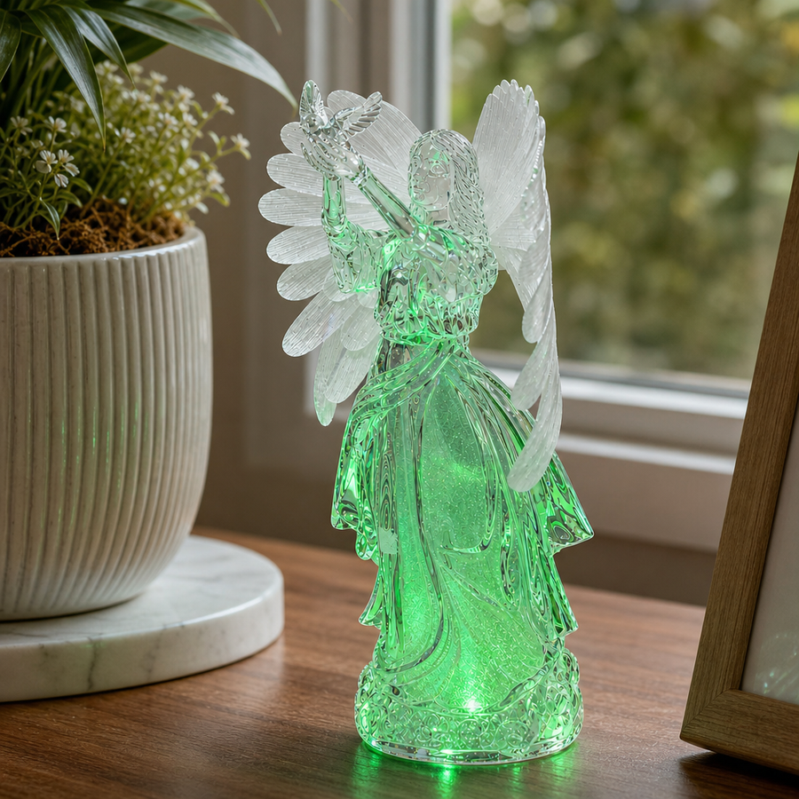 Figurina Înger Decorativ Transparent cu Porumbel – 15 × 8 × 6,5 cm - in context de utilizare