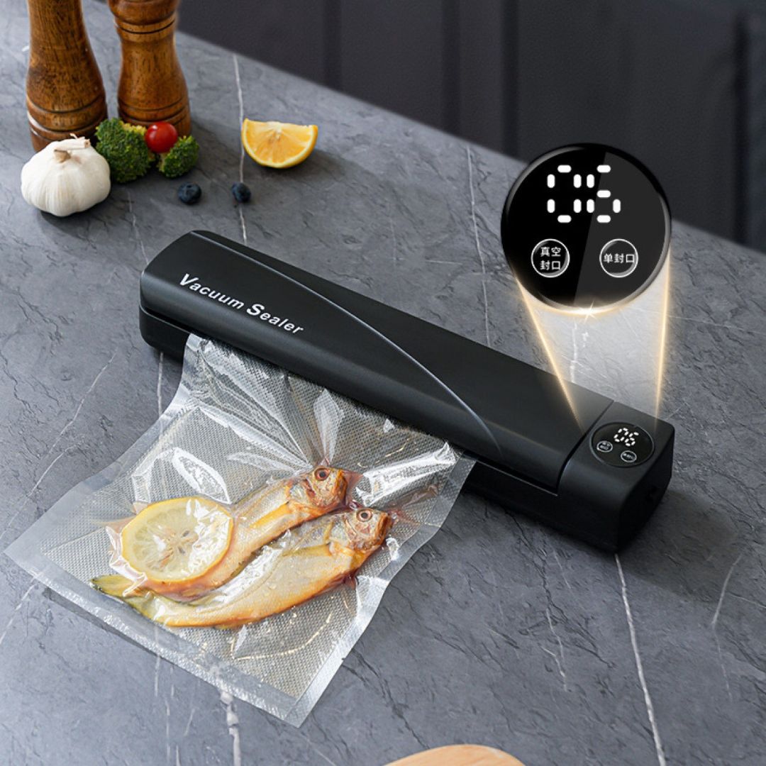 Aparat de sigilat si vidat Vacuum Sealer digital, 90W, 10 pungi incluse