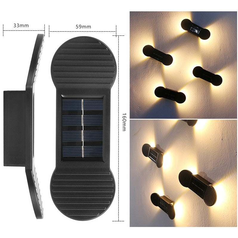 Set 2 Lampi Solare LED pentru perete,cu design decorativ in forma de os, lumina calda, ABS, pentru gradina