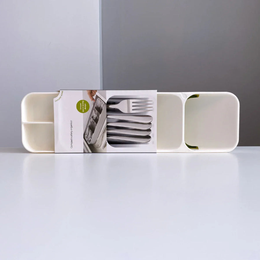 Organizator pentru tacamuri, 5 compartimente, 39.8 cm, Alb