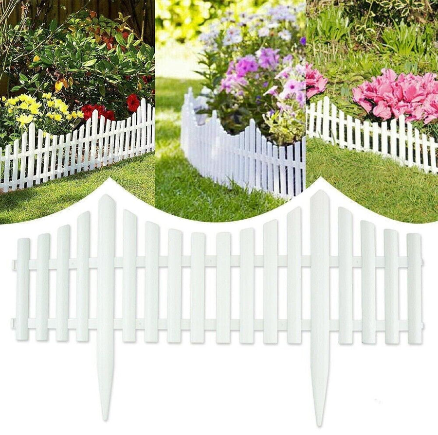 Set 6 bucati gard decorativ  din plastic pentru gradina, 57.5 x 32.5 cm, alb
