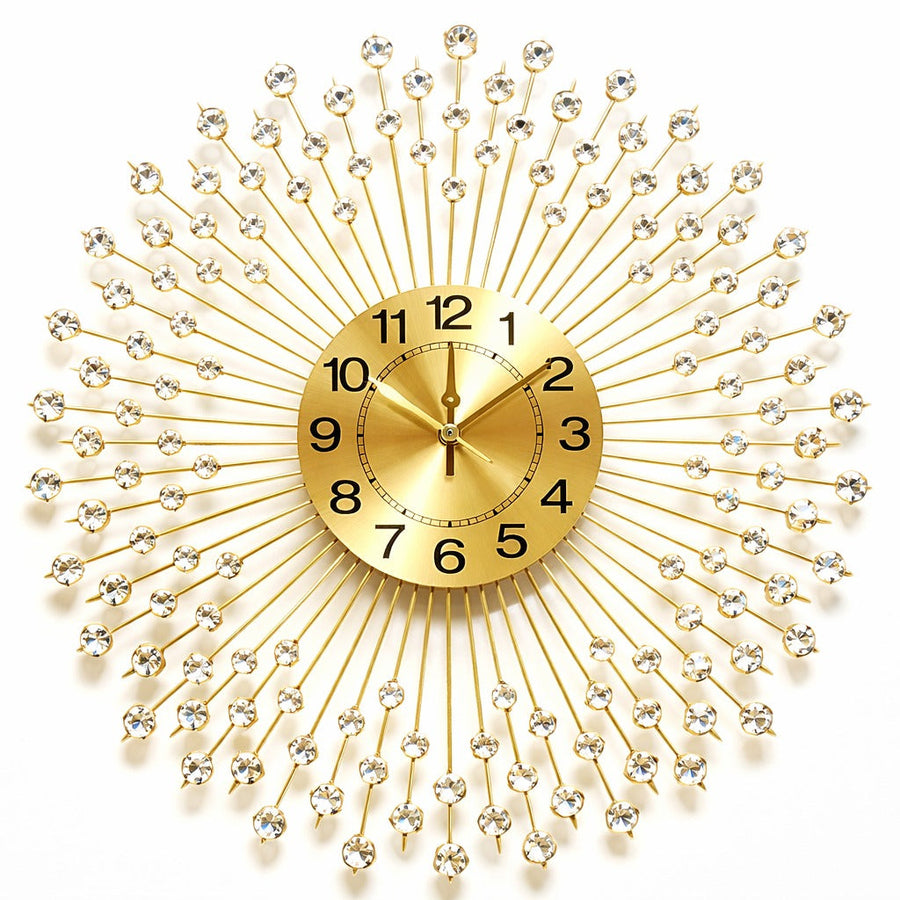 Ceas de perete decorativ premium – metal si cristale – 70 cm – design elegant radiant