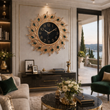 RESIGILAT - Ceas de perete decorativ 70 cm model pene de paun design elegant premium silentios