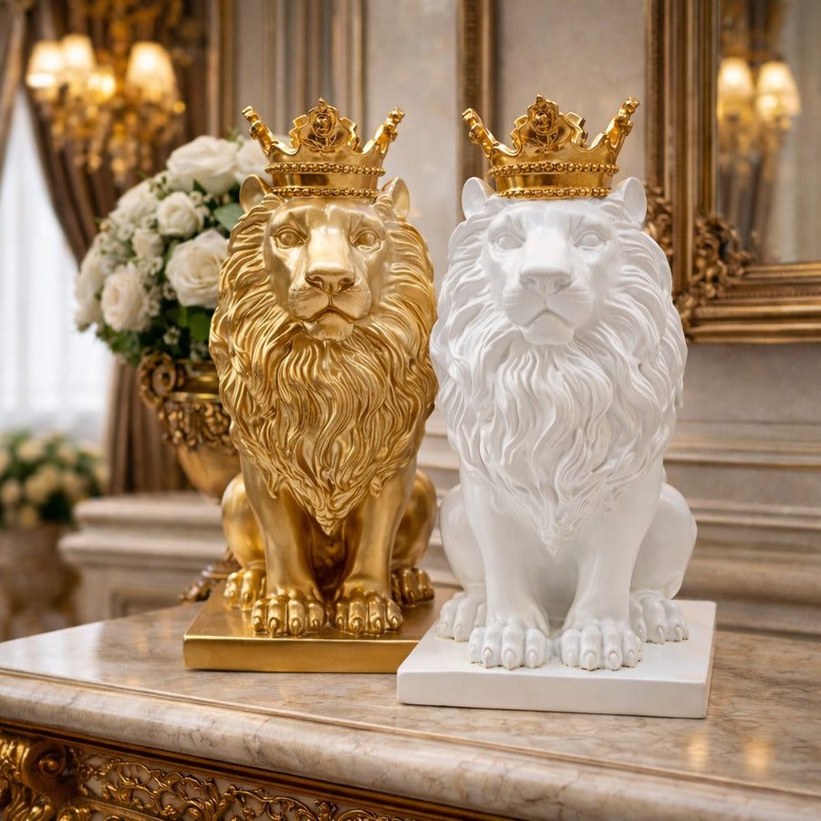 Statueta decorativa Leu Regal din rasina 14x22.5x5 cm design premium