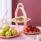 Platou de Servire Supraetajat Plastic 3 Compartimente Pliabil Roz 30x49.5cm - detaliu produs