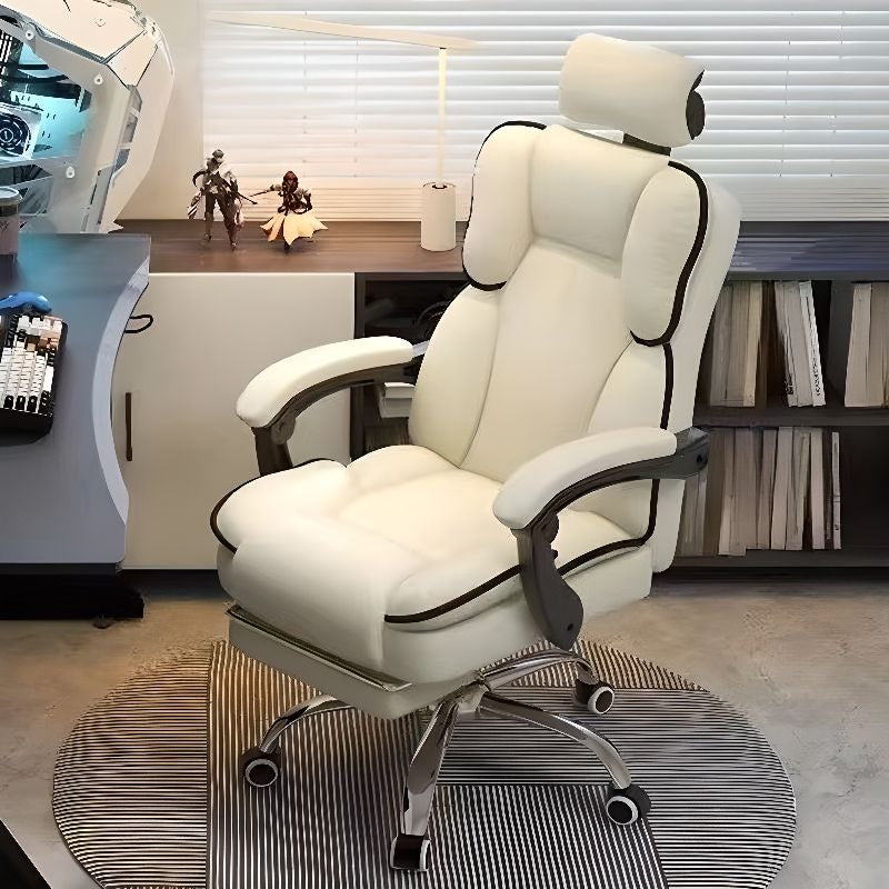 Scaun Ergonomic Directorial cu Suport Picioare Rabatabil Piele Ecologica - detaliu produs