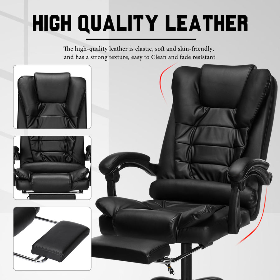 Scaun de Birou Ergonomic Directorial, Piele Ecologică, Recliner și Suport pentru Picioare