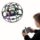 Minge Zburatoare Interactiva LED Multicolora 360° USB Drona OZN Rezistenta Socuri - detaliu produs