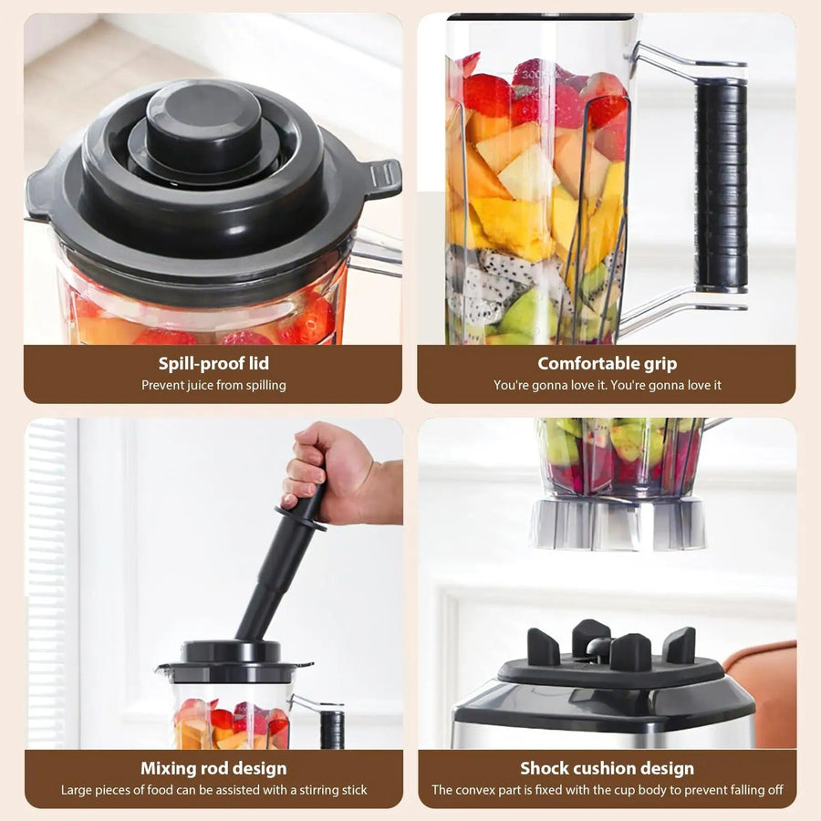 RESIGILAT - Robot de Bucatarie Multifunctional 6-în-1 Mach One BF-5052 – 3 Recipiente, Motor 9500W, 15 Trepte de Viteză, Blender + Tocator + Razatoare