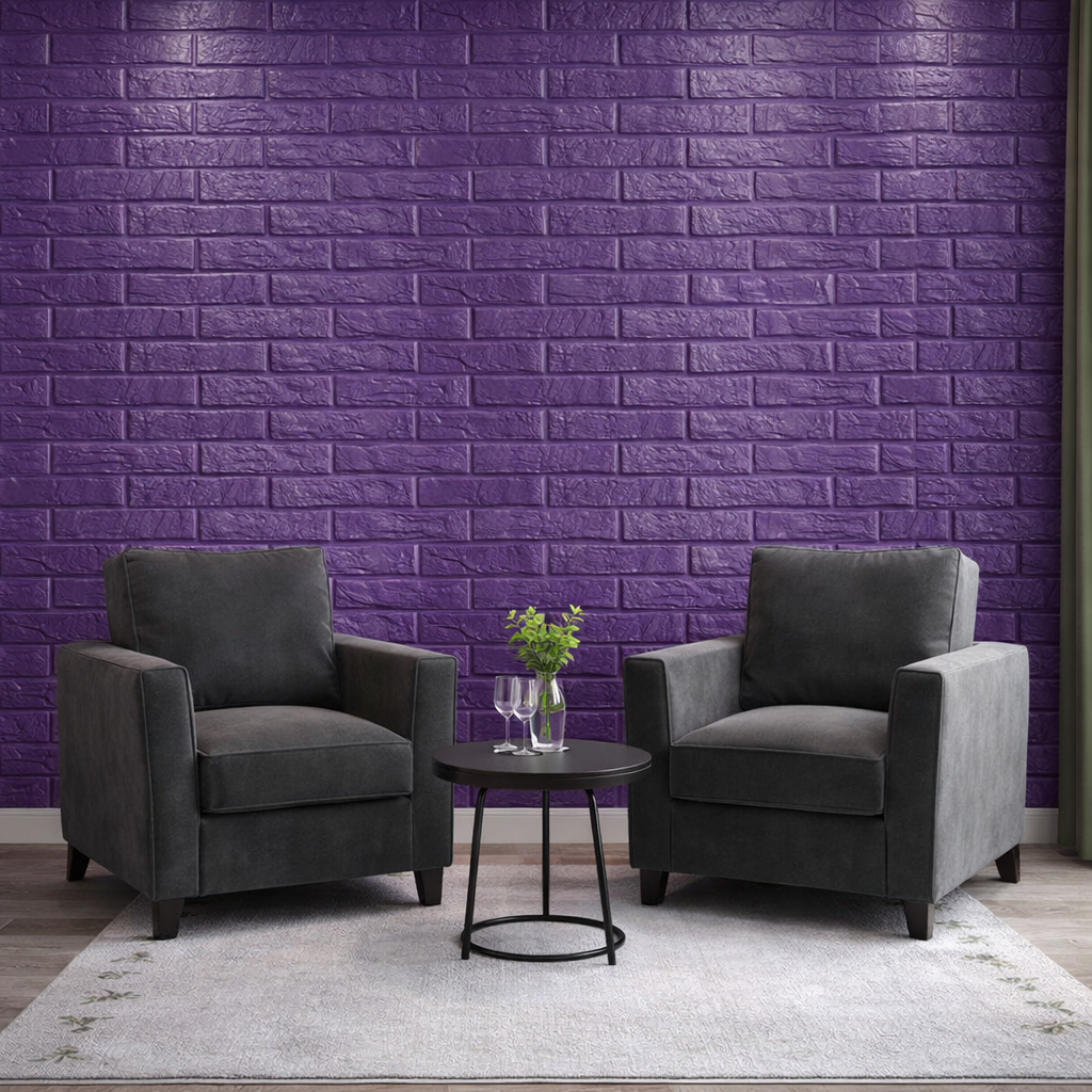 Tapet 3D caramida Mov auto-adeziv pentru interior, 70 x 77 cm