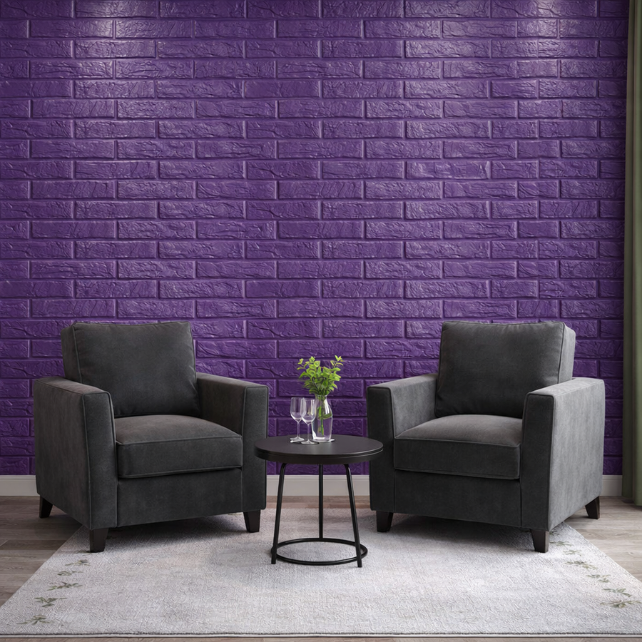 Tapet 3D caramida Mov auto-adeziv pentru interior, 70 x 77 cm